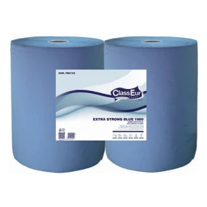 Rola hartie industriala albastra, 2 str.,100% celuloza, dim. portie 34x38cm, 1000 portii/rola, 2 role/bax