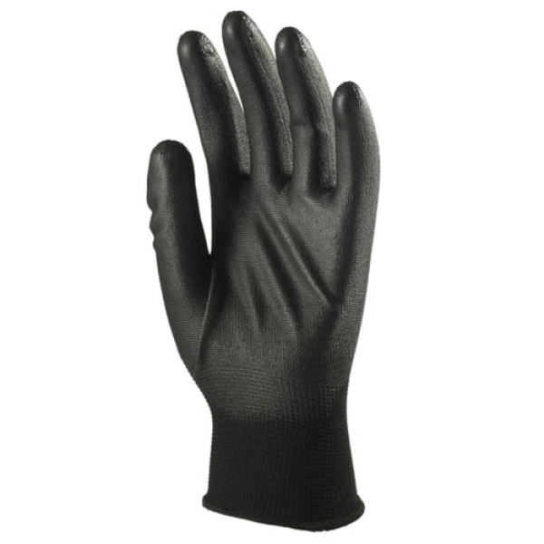 Manusi de protectie Eurolite 6040, negre, imersate cu poliuretan (PU) pe palma, rezistente la uzura si rupere, 10 perechi/pachet Coverguard