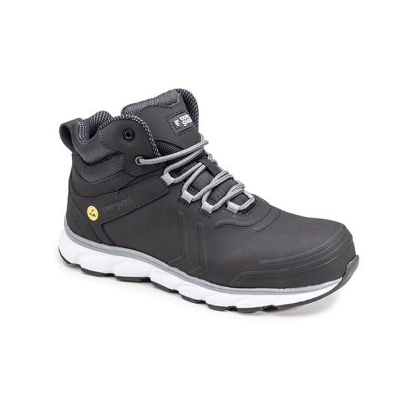 Bocanci de protectie S3, SRC, HRO, ESD, Shungite, din piele nubuc gri, model sport, flexibili, usori, bombeu compozit, talpa din spuma EVA, impermeabili, antistatici, Coverguard