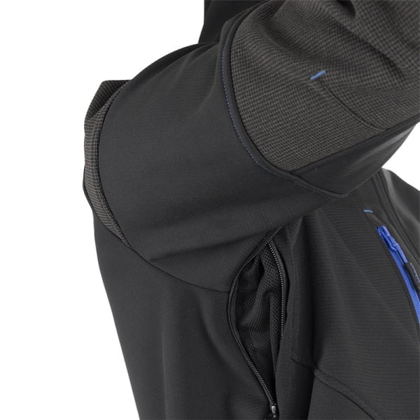 Jacheta Softshell YUKI II, neagra, exterior TPU si Fleece la interior, Impermeabilitate 8000 mm, Respirabilitate 3000 g/m2/24H, intarituri Ristop, buzunare de ventilatie