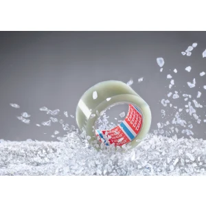Banda de ambalare tesa ® 60412, din PET reciclat, transparenta, latime 50 de mm, lungime 66 de metri, pentru uz general
