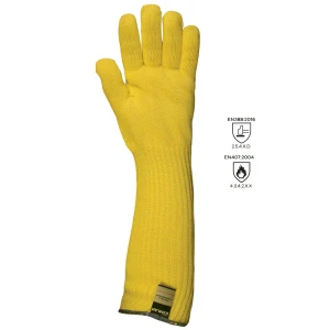 Manusi de protectie KEVLAR, galbene, tricotate, 45 cm, rezistente la taiere D si termic pana la 350°C, marime unica 10