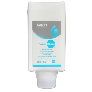 Cremă de protecție înainte de lucru AZETT AQUA, STOP, pentru mâinile care intră în contact cu soluții pe bază de apă, rezerva 1000ml, pentru dispenserul GJ4500