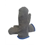 CGgan490_Manusi palmare, tricotate cu fir Nomex, cu un deget, rezistente la temperatura 350°C, 32cm lungime, marime unica 10_gri