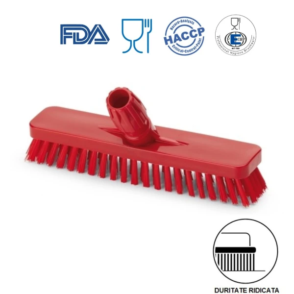 Perie pentru pardoseli si pereti, 30 cm, duritate ridicata, rosie, rezistenta la 121°C, autoclavare  pentru industria alimentara, certificare HACCP, FDA