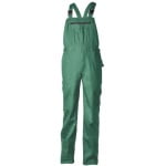 CG8TEBV_Pantaloni de lucru cu pieptar, TECHNICITY, verde, cusaturi duble, buzunare multiple, 35% Bumbac, 65% Poliester, 245g_m²
