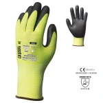 CG1CRNY_Manusi de protectie cu resistenta la taiere 3_B, Hi-Viz, EUROCUT N318HV, galben fluorescent, cu imersie nitril poros pe palma, Coverguard
