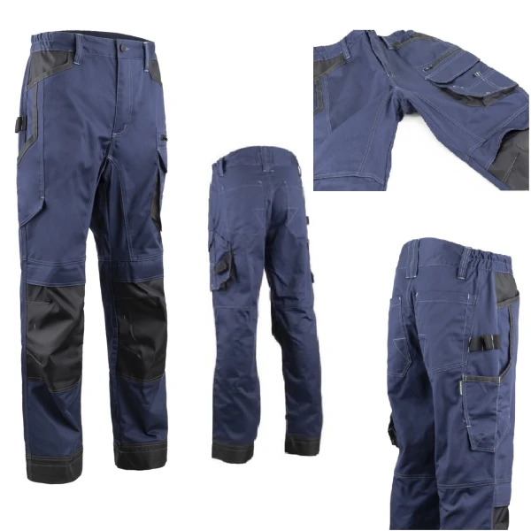 Pantaloni de lucru, talie BARVA , albastru inchis, tercot, 270g/ m², 60% bumbac, 40% poliester, cu intarituri Oxford 600 D, buzunare multiple