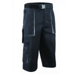 CG5NAS050_Pantaloni de lucru, tip bermude, NAVY II, albastru inchis_gri, sub genunchi, 60% bumbac, 40% poliester – 245g_m², curea integrata, Coverguard_fata