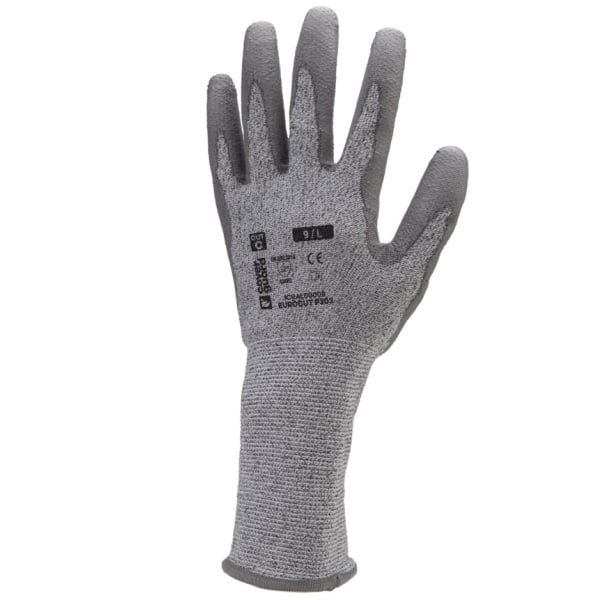Manusi de protectie cu rezistenta la taiere C si manseta lunga 10cm, EUROCUT P330, imersate in poliuretan (PU) pe palma, rezistenta ridicata la abraziune, aderenta in mediu uscat,Coverguard