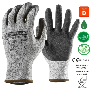 Manusi de protectie cu rezistenta la taiere D, EUROCUT SC580L, imersate in latex pe palma, rezistenta ridicata la abraziune si rupere, aderenta in mediu umed,Coverguard