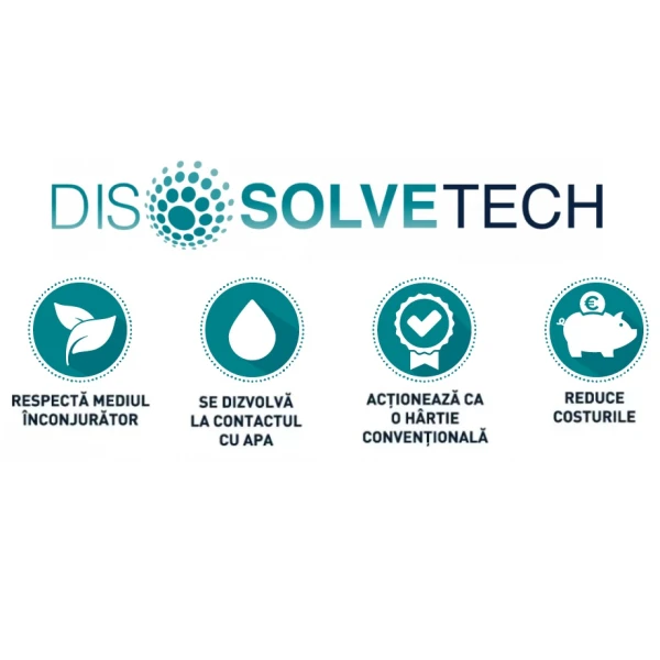 Prosoape de hartie pliate V, Dissolve Tech, Papernet 411169, albe, 21x22cm, 2 straturi, certificate Ecolabel, FSC, 210 servetele / pachet, 15 pachete / bax