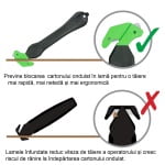 PHC-ECO-4-65EX_Cutter pentru taierea ambalajelor mai groase, cu maner 100% din material reciclat, Klever Eco Excel XD, negru, previne blocarea lamei, tehnologie Smooth-Kut™_blocare_lama