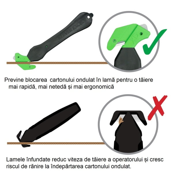 Cutter profesional pentru taierea ambalajelor, cu maner 100% din material reciclat, Klever Eco Excel XD, negru, lama din otel, incorporata, in maner, ergonomic, rezistent, Smooth-Kut™