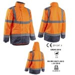 CG5KAP170_Jacheta impermeabila HI-Viz, de ploaie si vant, Kazan, portocaliu-albastru, benzi reflectorizante impermeabilitate 8000 mm, respirabilitate 5000 g_m²_24h_princ