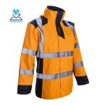 CG5SAN17_Jacheta impermeabila HI-Viz, de ploaie si vant, SANGAKU, portocaliu-albastru, benzi reflectorizante, peste jacheta sau geaca, impermeabila, respirabila_fata