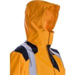 CG5SAN17_Jacheta impermeabila HI-Viz, de ploaie si vant, SANGAKU, portocaliu-albastru, benzi reflectorizante, peste jacheta sau geaca, impermeabila, respirabila_gluga_fata