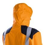 CG5SAN17_Jacheta impermeabila HI-Viz, de ploaie si vant, SANGAKU, portocaliu-albastru, benzi reflectorizante, peste jacheta sau geaca, impermeabila, respirabila_gluga_spate