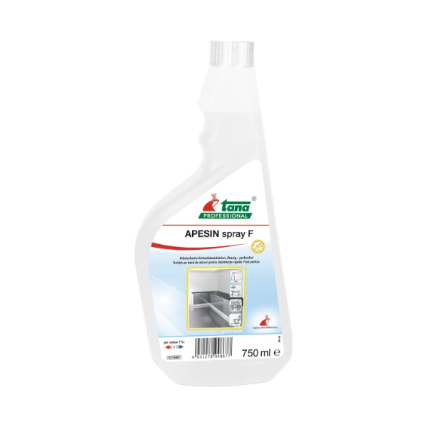 Dezinfectant rapid pentru suprafete, ce nu necesita clatire, APESIN Spray F, 750ml, pe baza de alcool, fara parfum, pentru domeniul sanitar, alimentar, industrial si institutional