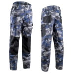 CG5KMP090-Pantaloni de lucru albastri,KAMMO, imprimeu camuflaj, rezistenti, cusaturi triple, spate inaltat, zone intarite, tiv suplimentar 5 cm-1