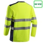 CG5RIK160_Tricou cu maneca lunga hi-Viz, protectie UV, Rikka, galben Hv-albastru inchis, cu tratament anti-UV – UPF35+, cu benzi reflectorizante-spate