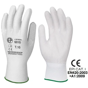 Manusi de protectie neimersate din poliester Eurolite 6009, albe, subtiri, pentru lucrari de precizie, protectia impotriva amprentelor digitale și transpirației, Coverguard