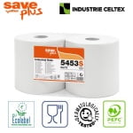 CE5453S_Hartie industriala Celtex SavePlus 5453, alba, 2 str, celuloza 75%, 1000 portii, 280metri, portie 24x28cm, 2role_bax, food contact, Ecolabel-1