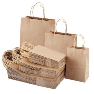 Punga hartie, natur, cu maner sfoara - 25x14x39cm - 100 BUCATA.