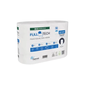 Hartie igienica , rola cu derulare centrala, fara miez, 2 straturi, 105 m, 338 portii/rola, 4 role/pachet, 5 pachete pe bax, compatibila cu dispenserele FullOne, 421352