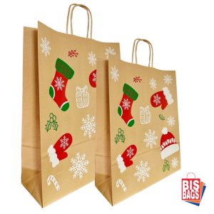 Sacosa natur Xmas - 32x12x41cm - 100 BUCATA
