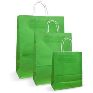 Pungi albe, colorate 100% verde deschis - 20X9X25 - 100 BUCATA.