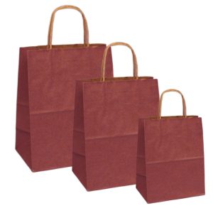 Pungi natur, colorate 100% bordo - 25x14x30 cm - 100 BUCATA.