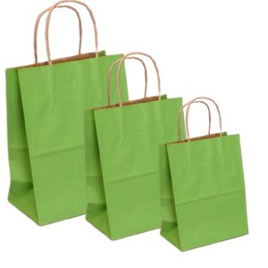 Pungi natur, colorate 100% verde deschis - 32x12x41 - 100 BUCATA.