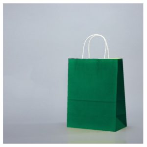 Pungi hartie alba, colorate 100% verde inchis - 25X14x30 - 100 BUCATA